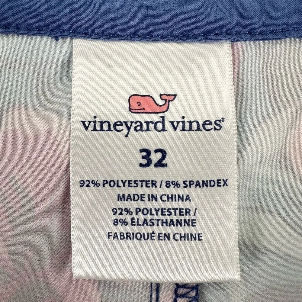 Vineyard Vines Men's Ocean Floral Board Shorts Size 32 Blue Pink Tie Waist Beach